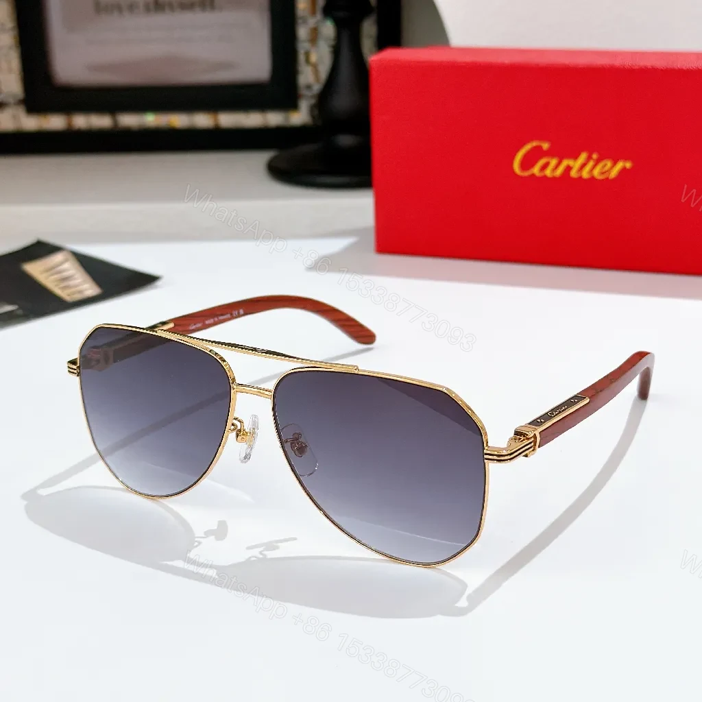 View 3 of Sleek Aviator Sunglasses: Metal Frame, Subtle Cartier Flair