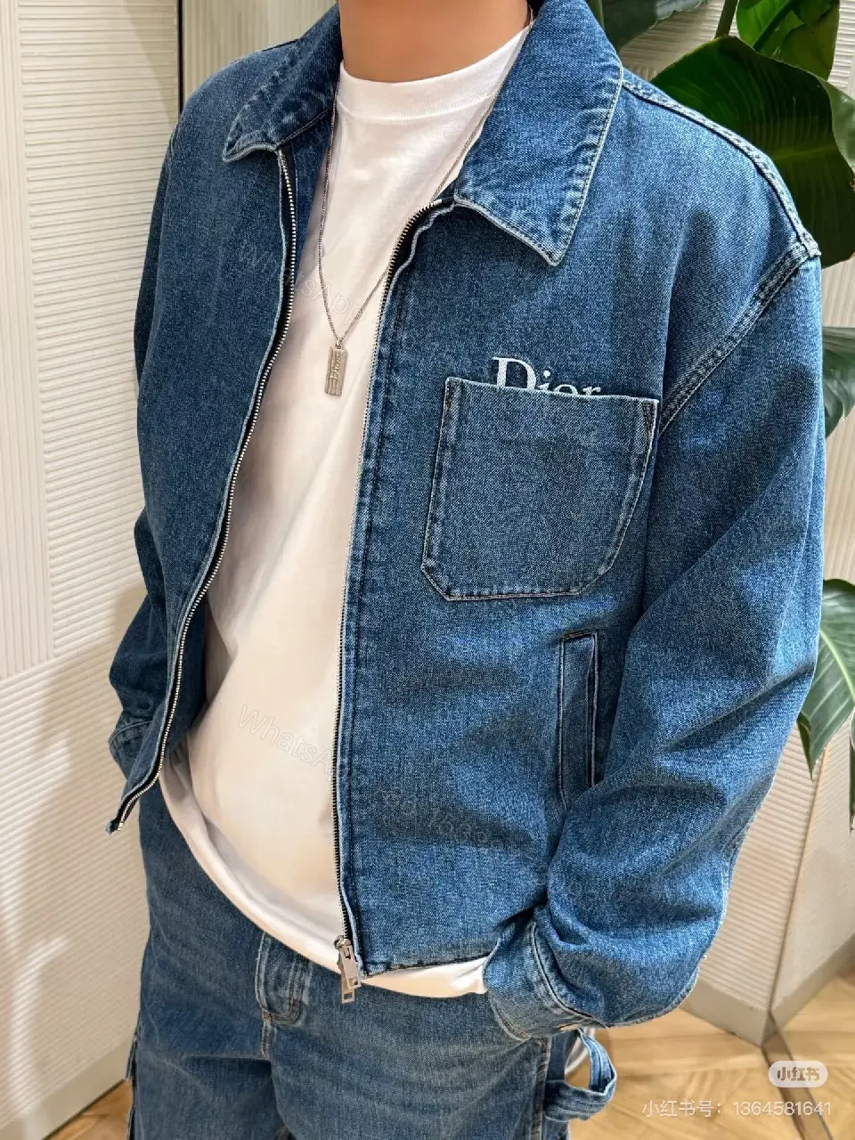 View 8 of Denim Zip Jacket — Subtle Luxury, Modern Texture, Premium Comfort