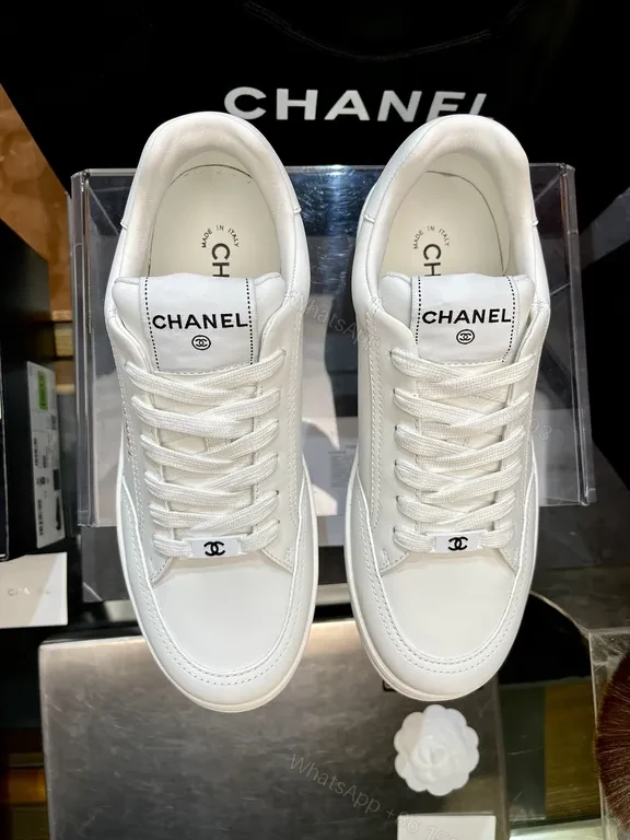 View 6 of White Leather Sneaker with Gold Detailing â€” Modern Luxury Casual Sneaker
