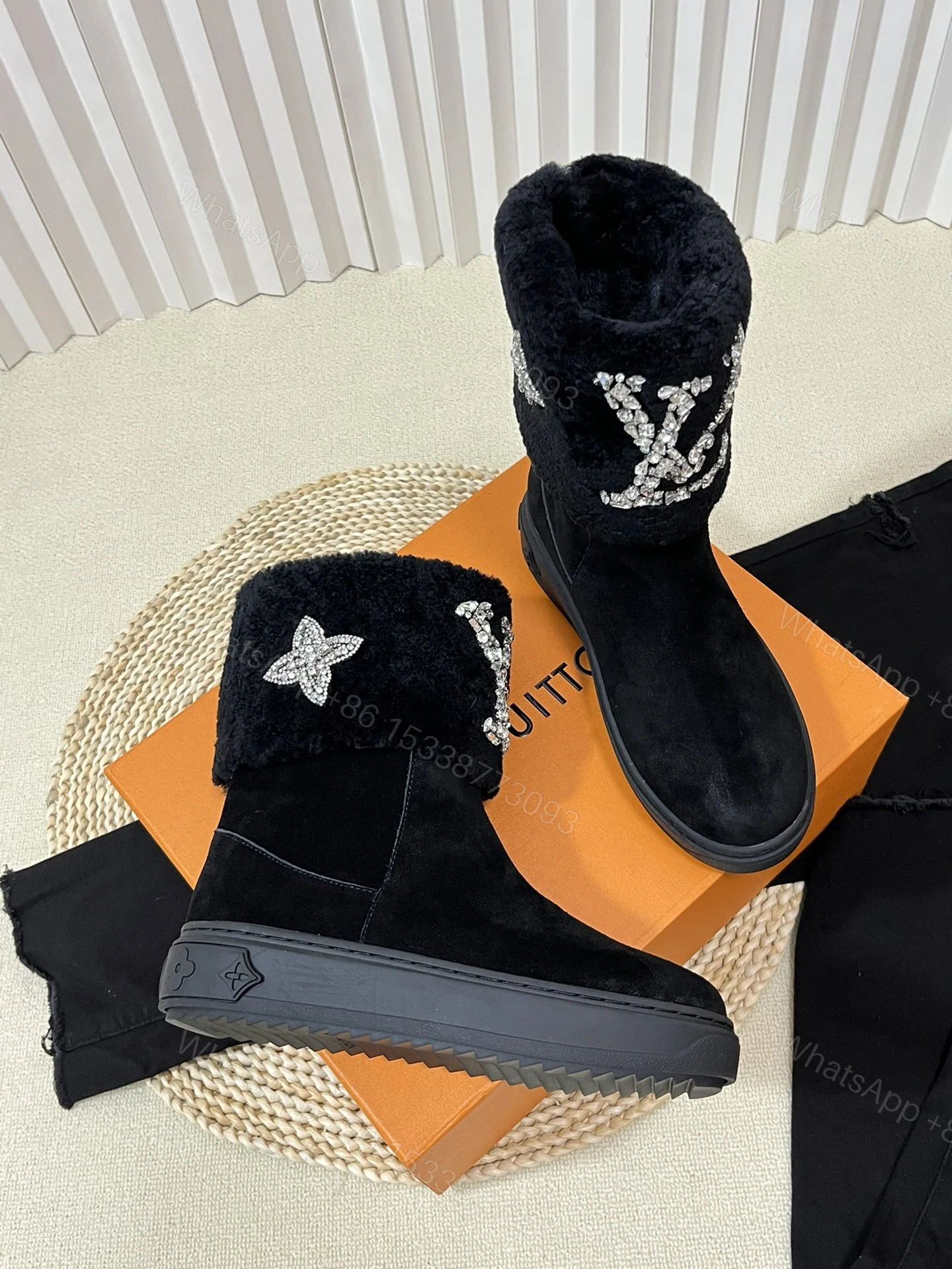 View 3 of LOUIS VUITTON ANKLE BOOT STUDDED WITH DIAMONDS BLACK