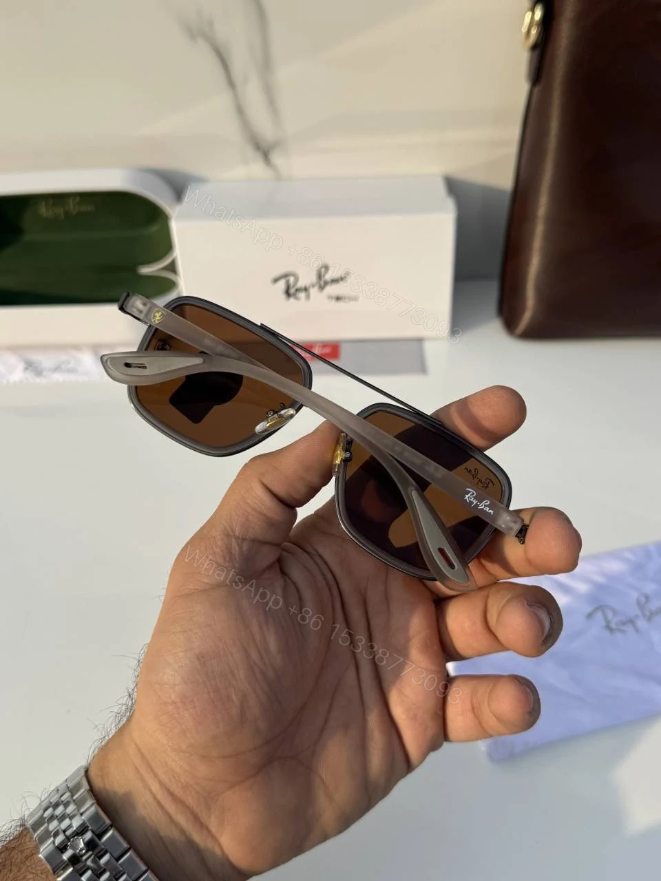 View 4 of First Copy RayBan 06 Grey Brown Sunglasses