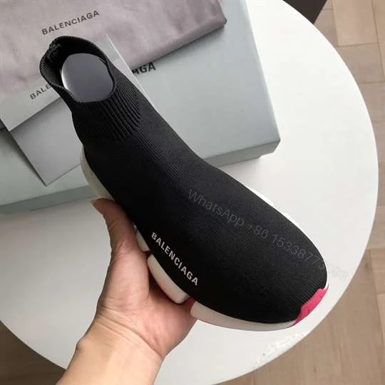 View 4 of BALENCIAGA SPEED 2.0 SNEAKER IN BLACK, WHITE AND RED RECYCLED KNIT – BB144