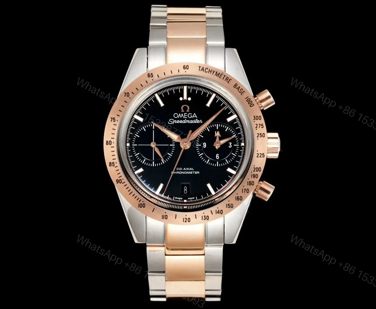 Omega Speedmaster 57 Co-Axial Stainless Steel Red Gold Black Dial Bracelet 331.20.42.51.01.002 — view 1