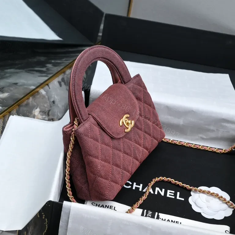 View 3 of Chanel-Inspired Velvet Rosewood Quilted Mini Bag