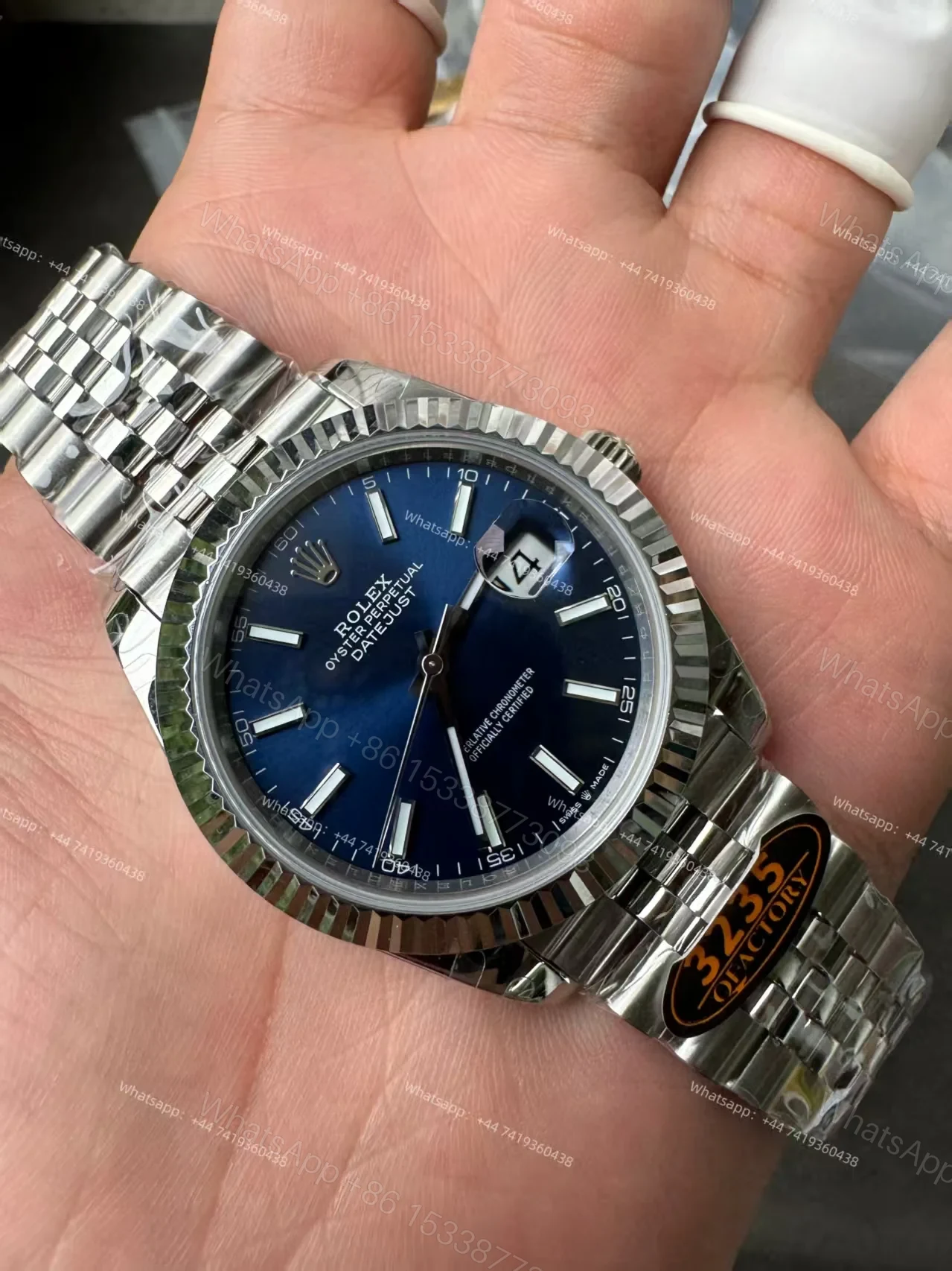 View 5 of Rolex Datejust M126334 Blue Dial 1:1 Replica Jubilee 41MM 3235 Movement Super Clone Watch