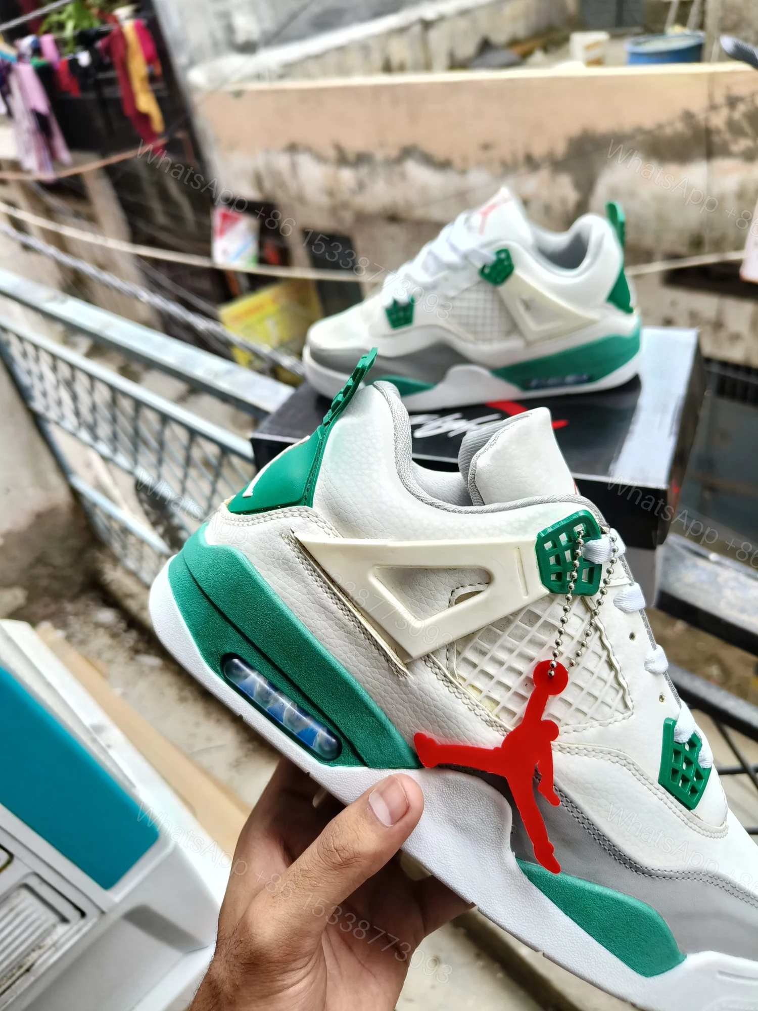 View 7 of BUY FIRST COPY NIKE JORDAN 4 PINE GREEN SNEAKERS