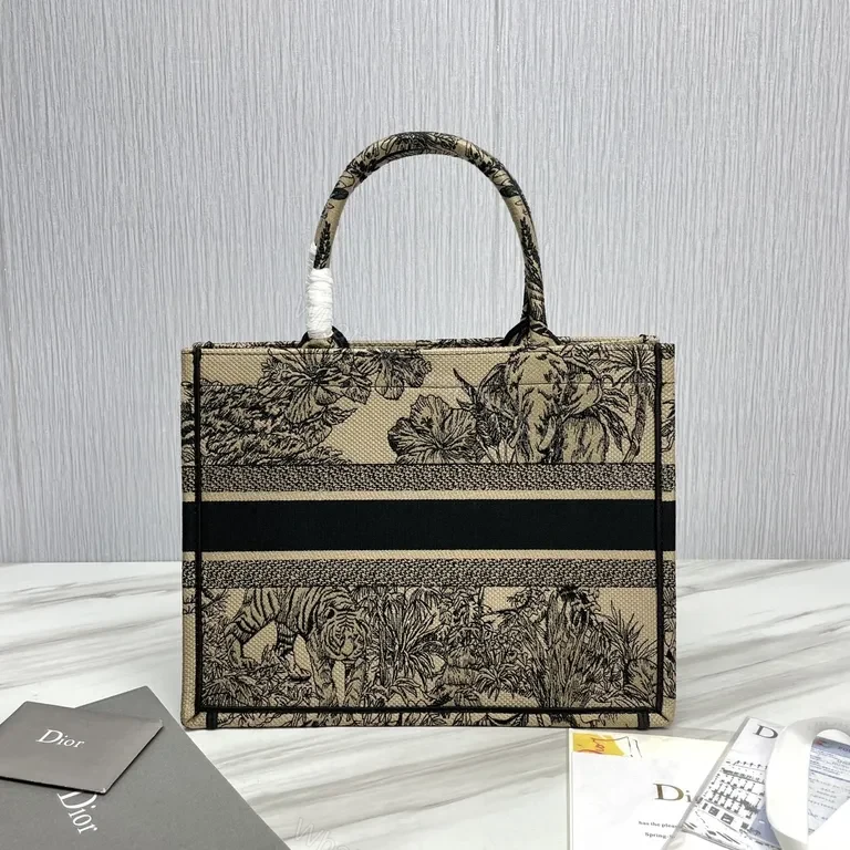 View 4 of Botanical Dior-Style Tote: Statement Pattern, Everyday Versatility