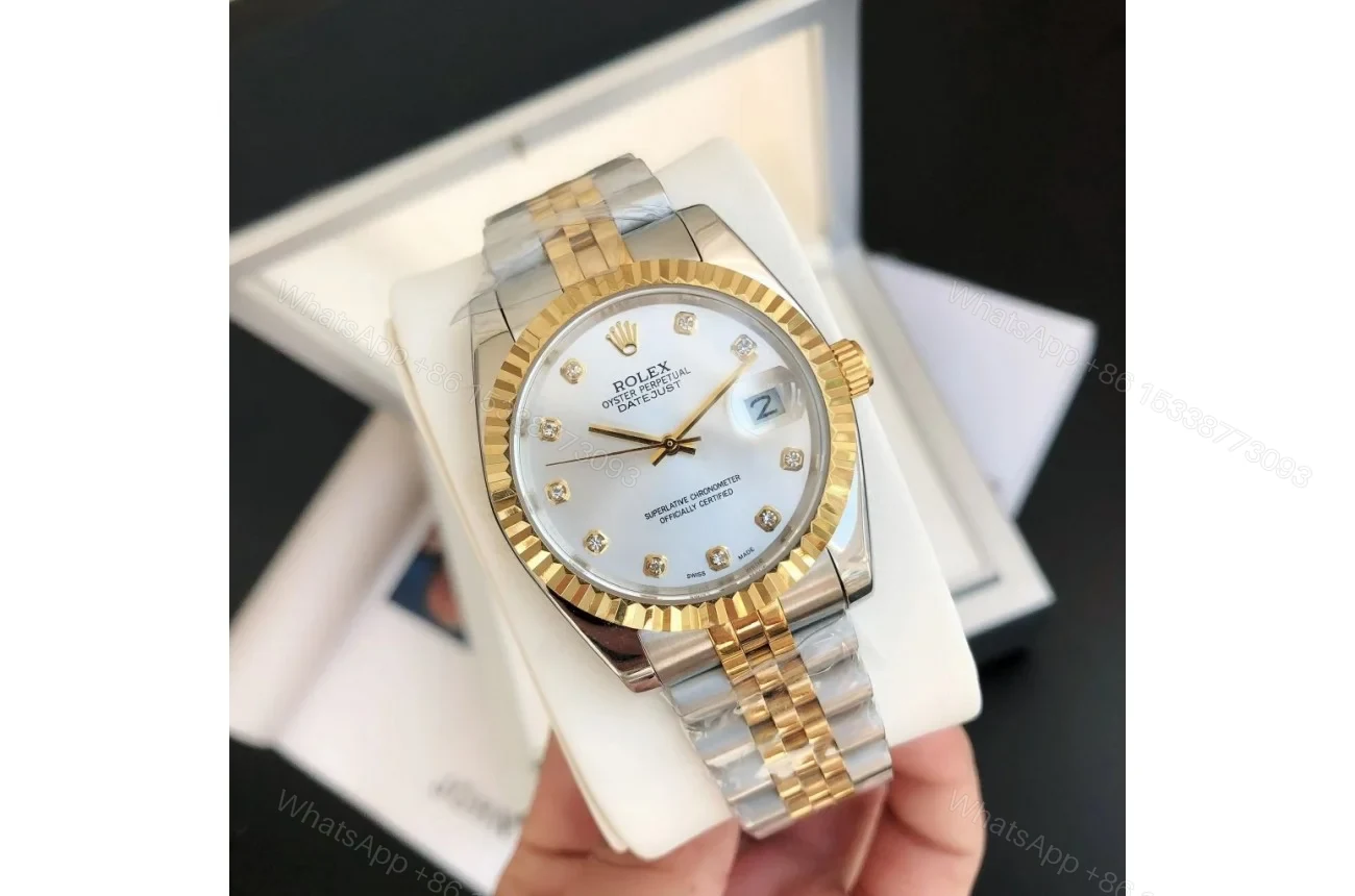 View 2 of Replica Rolex Datejust RG/SS Jub Sliver/Dia 36/28 mm