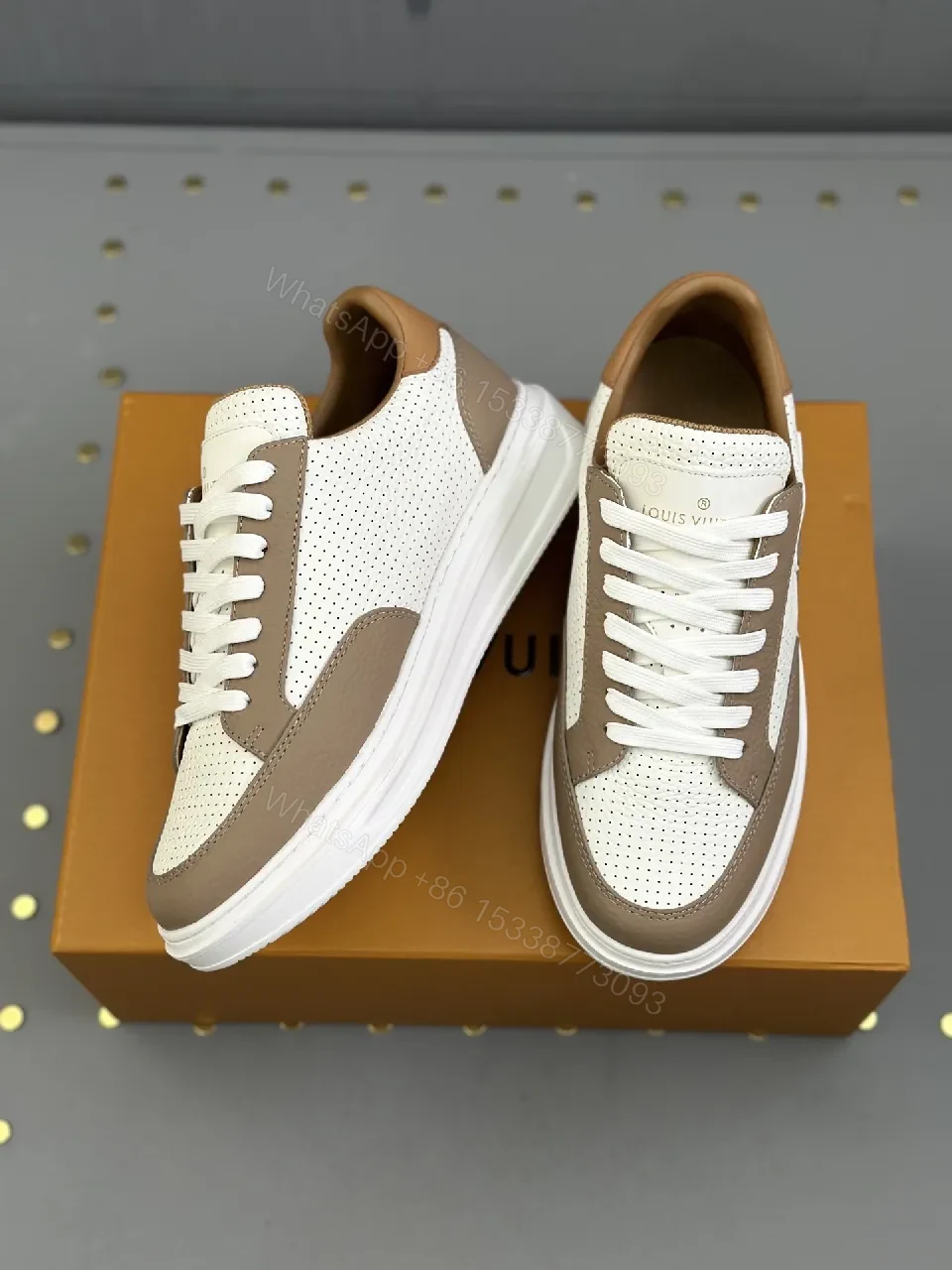 View 5 of Brown & White Leather Runner: Modern Luxury Sneaker Comfort