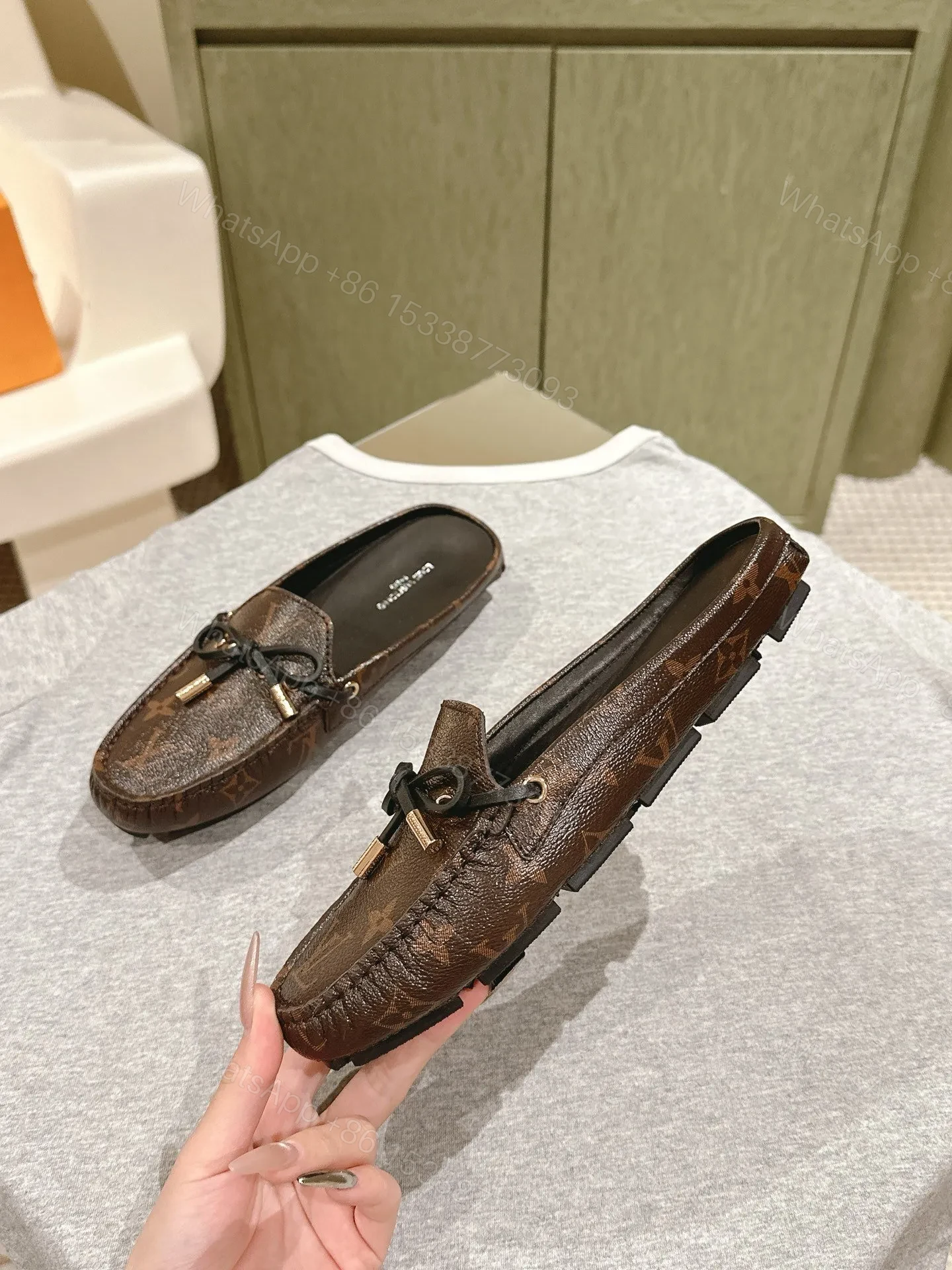 View 4 of LV Women Brown Leather Loafers