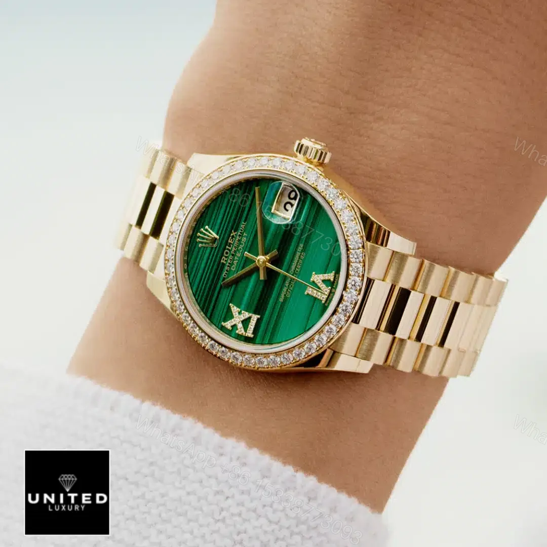 View 9 of Rolex Datejust Gold Green Dial Replica