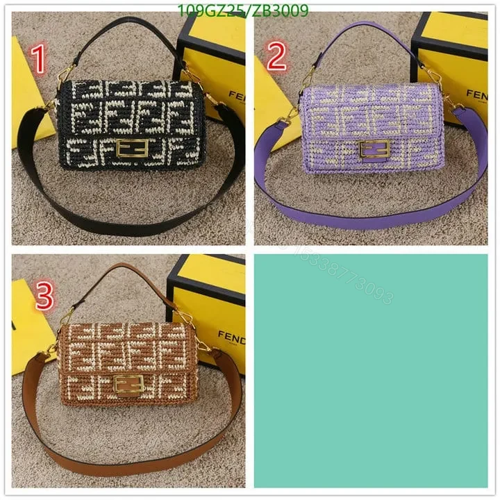 View 2 of Fendi Baguette Black Raffia Bag with Crocheted FF ZB9900