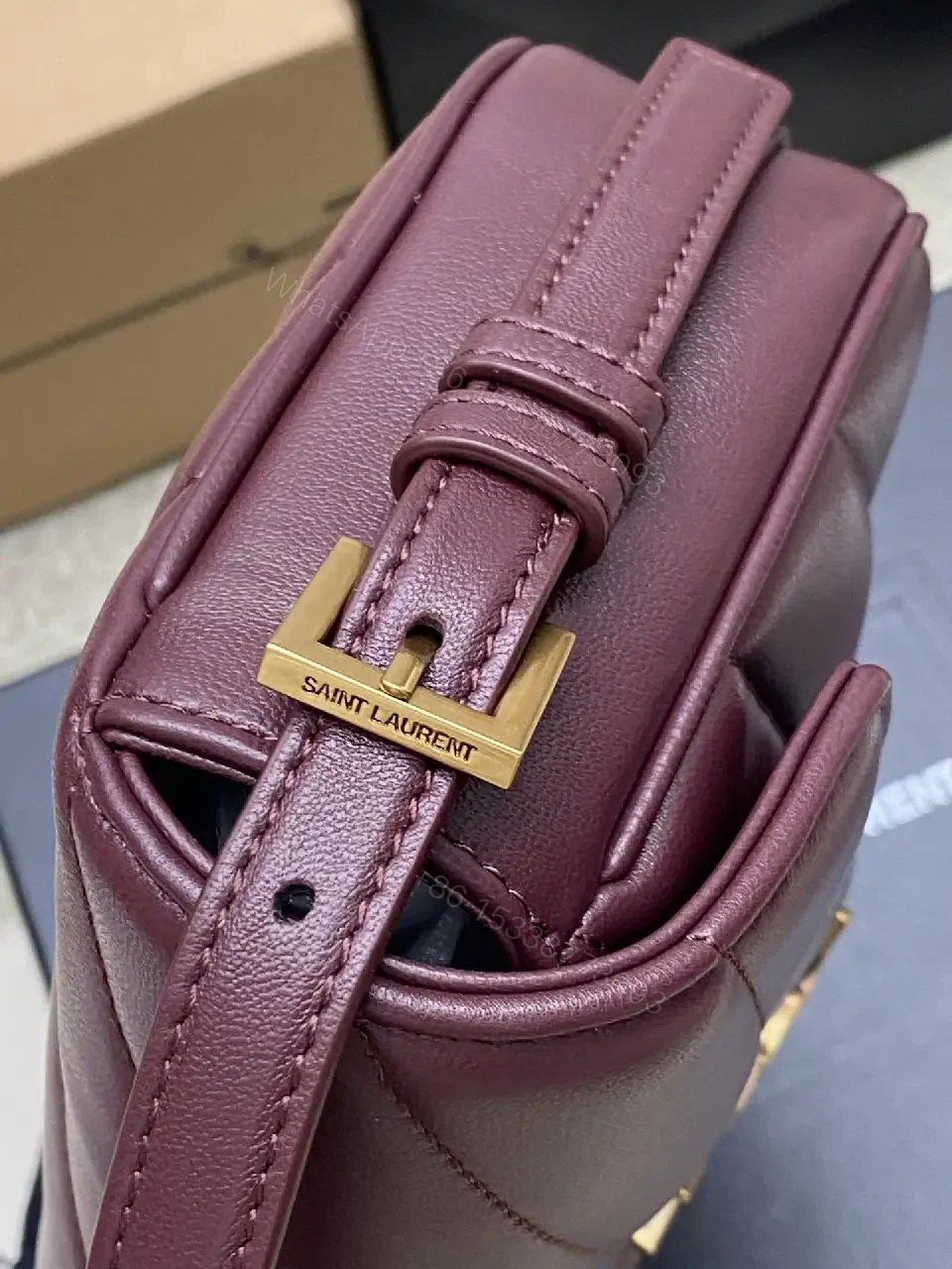 View 2 of Burgundy Quilted Leather Crossbody Bag – Structured Luxury