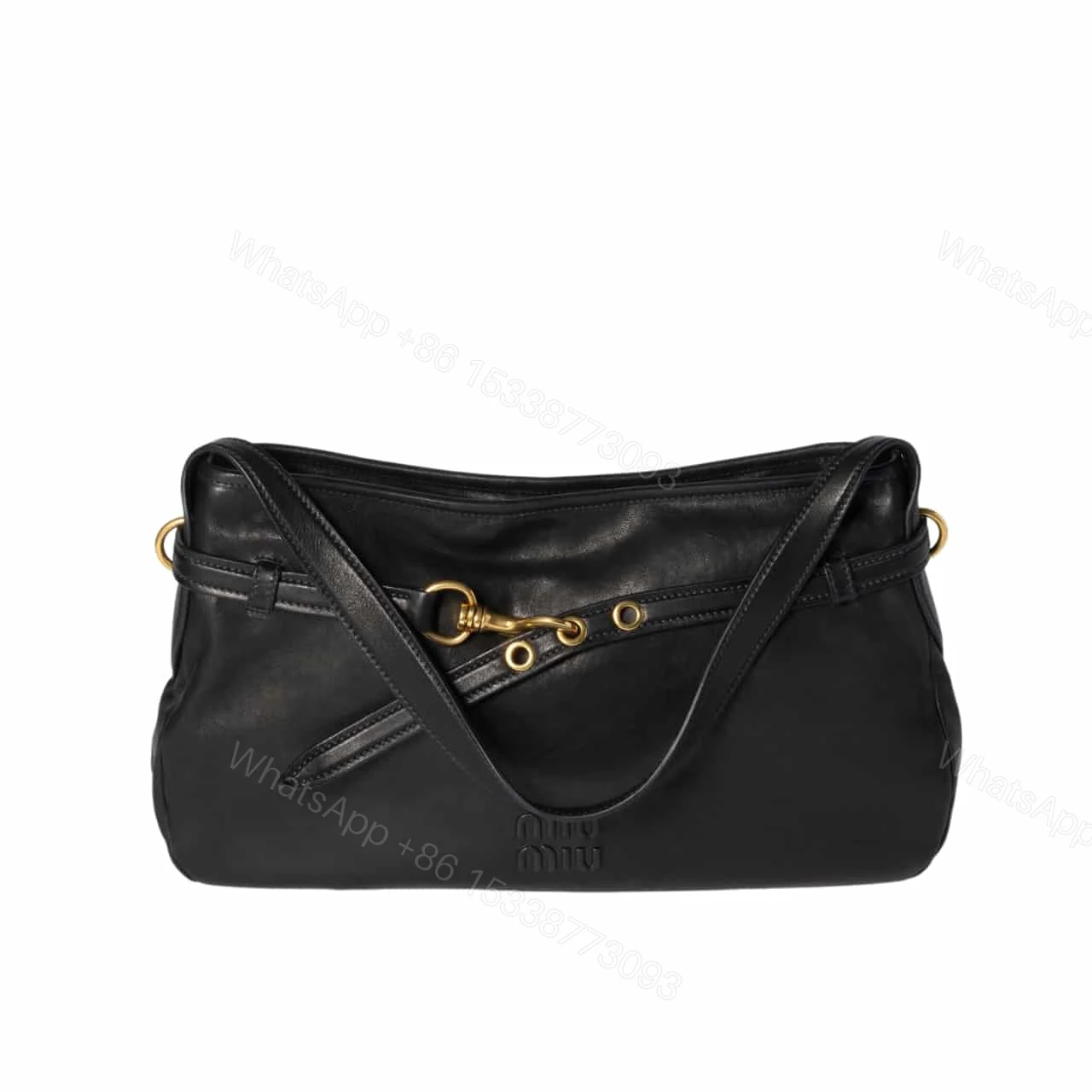 MIUMIU AVENTURE NAPPA BAG BLACK 33CM — view 1