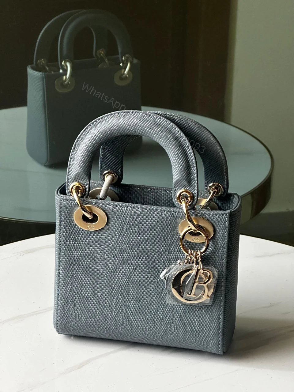 View 4 of Embossed Patent Leather Mini Lady Dior Tote