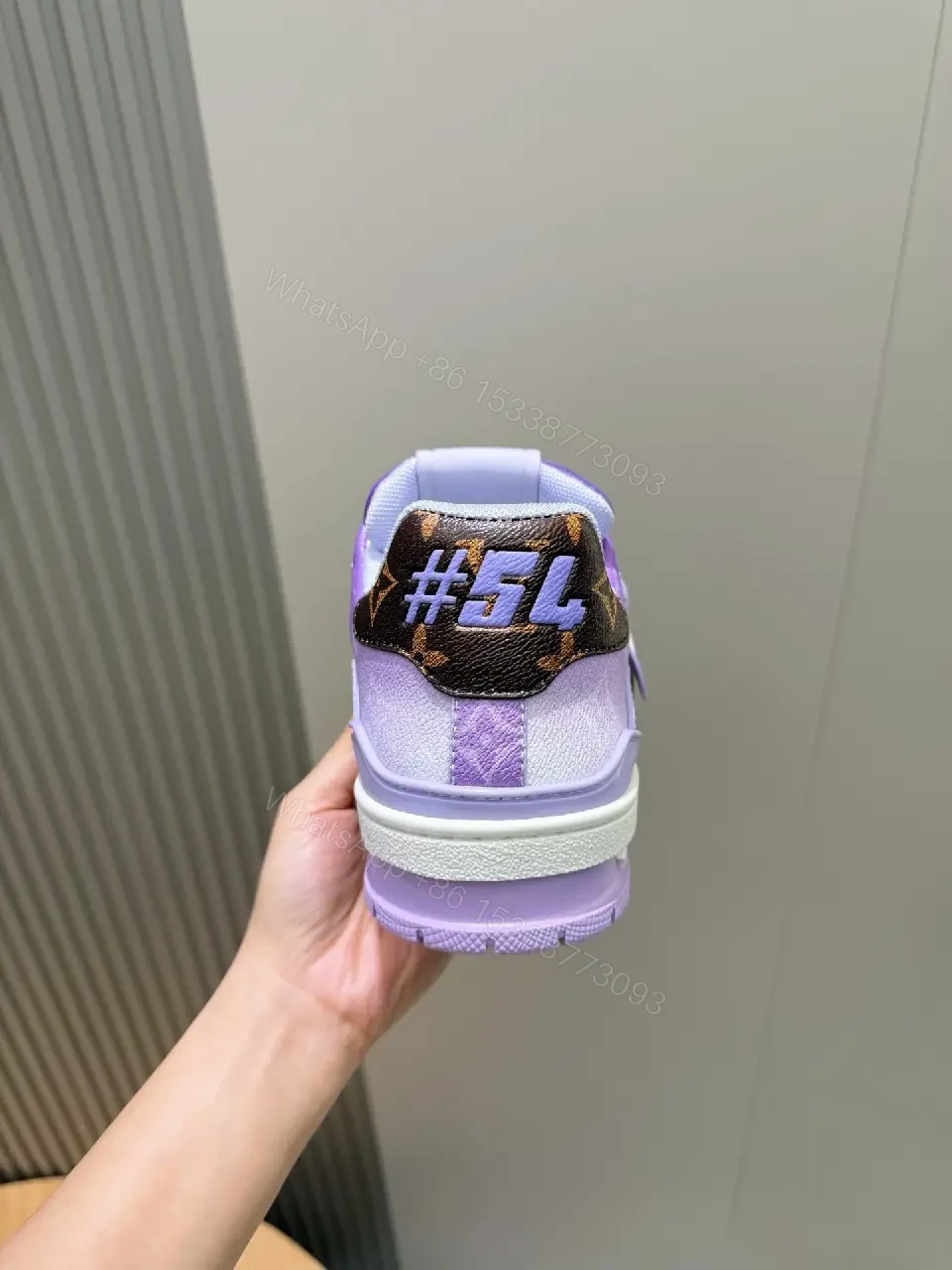 View 2 of Lavender Gradient Luxe High-Tops with LV-Inspired Detail