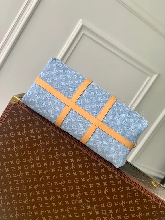 View 7 of Structured Denim Monogram Weekender: Luxury Travel Carryall