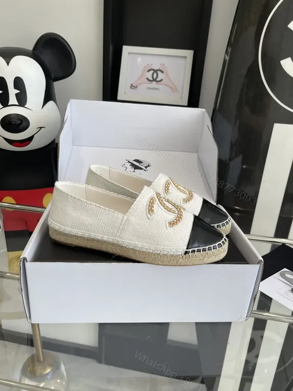 View 7 of Chanel-Influenced Textured Espadrille Loafers - Signature Logo