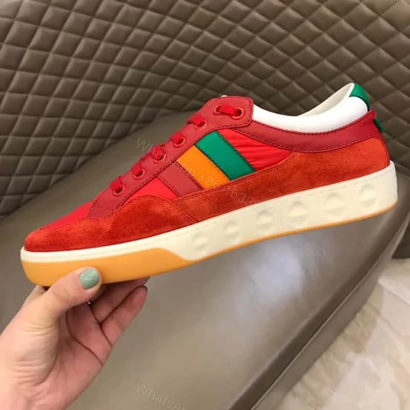 View 4 of GUCCI MEN’S RED LEATHER AND NYLON SNEAKERS – GC62