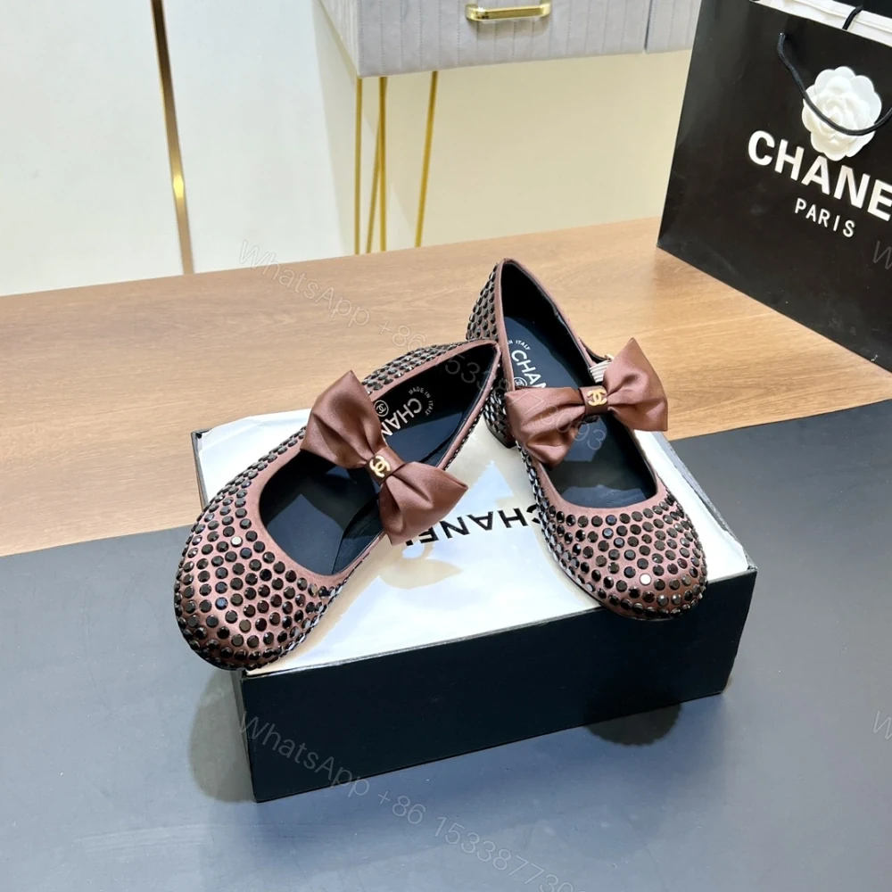 View 4 of 高仿Chanel*G45749D緞子水鑽圓頭單鞋玫瑰金4.5CM免檢版