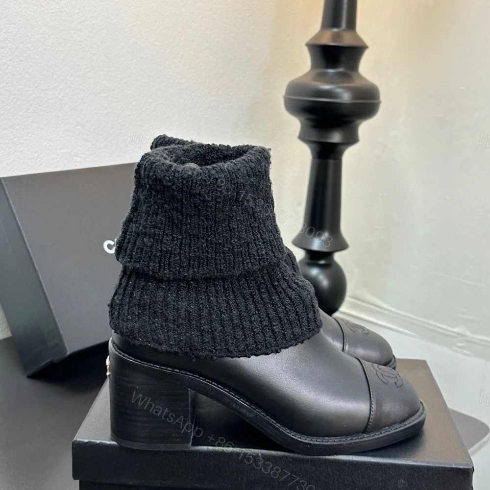 View 2 of CHANEL KNIT BOOTS BLACK