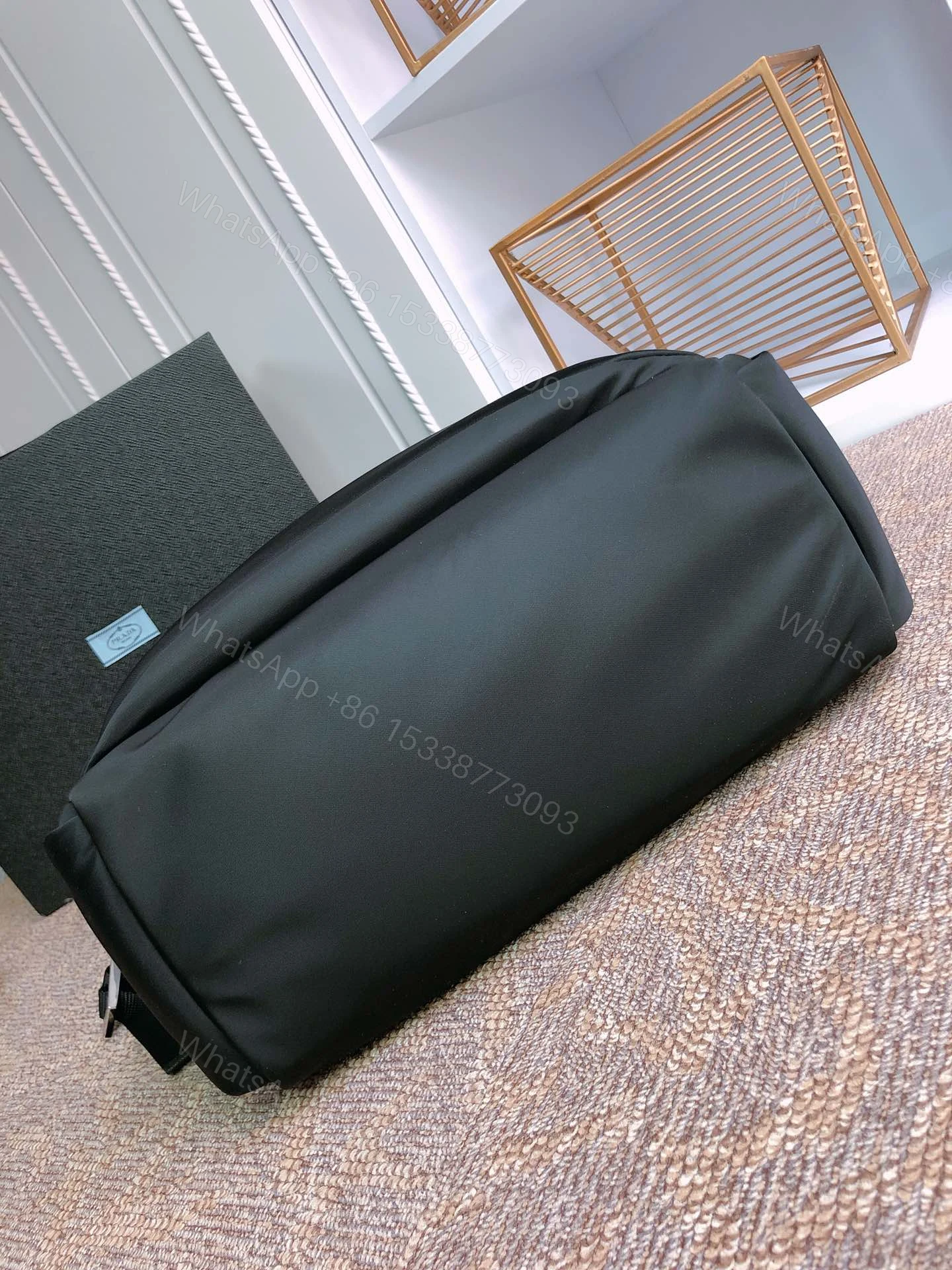 View 3 of TOTE BAG 38 IN BLACK RE-NYLON AND SAFFIANO LEATHER TRIM