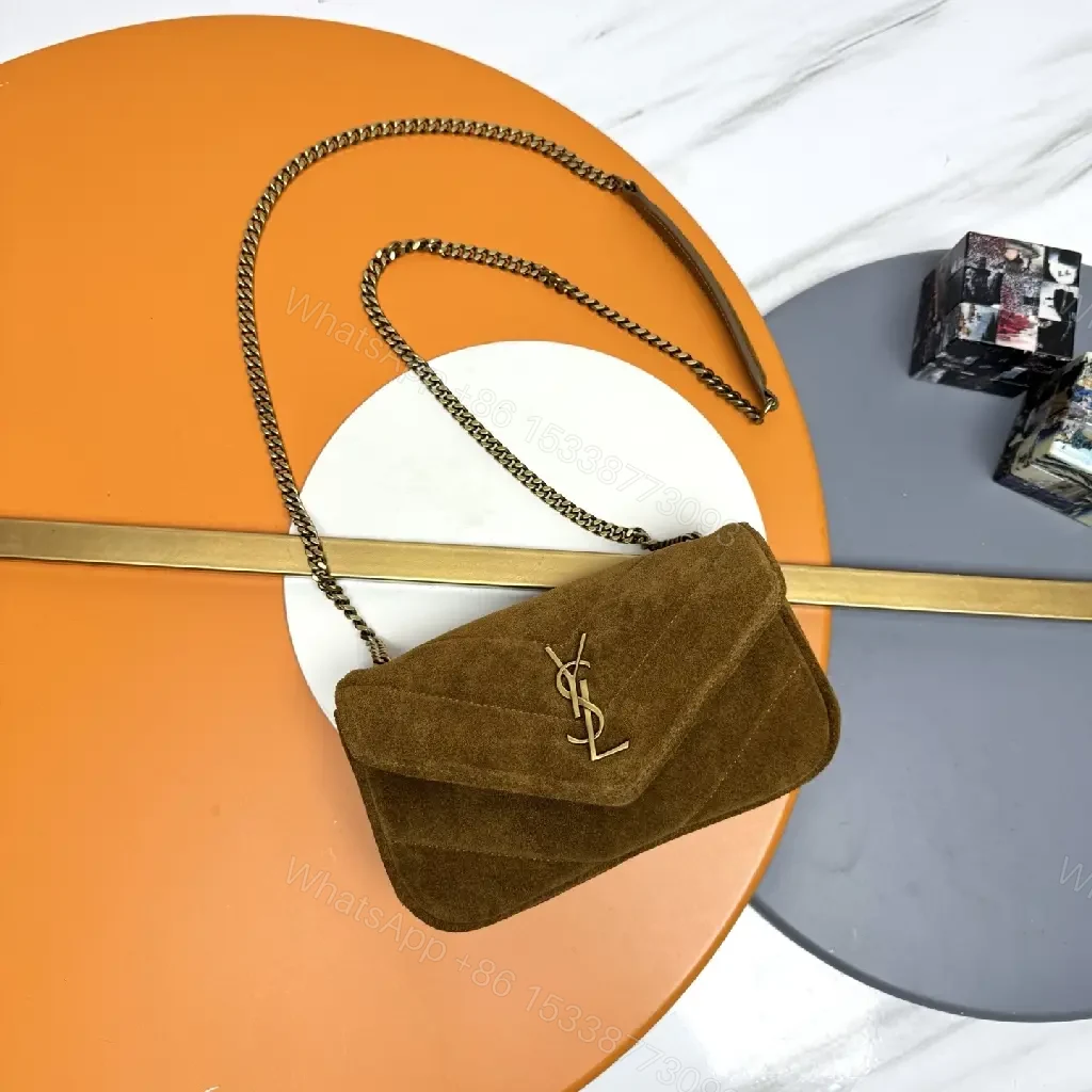 Brown Suede Flap Bag with Chain Strap, Luxe Silhouette — view 1
