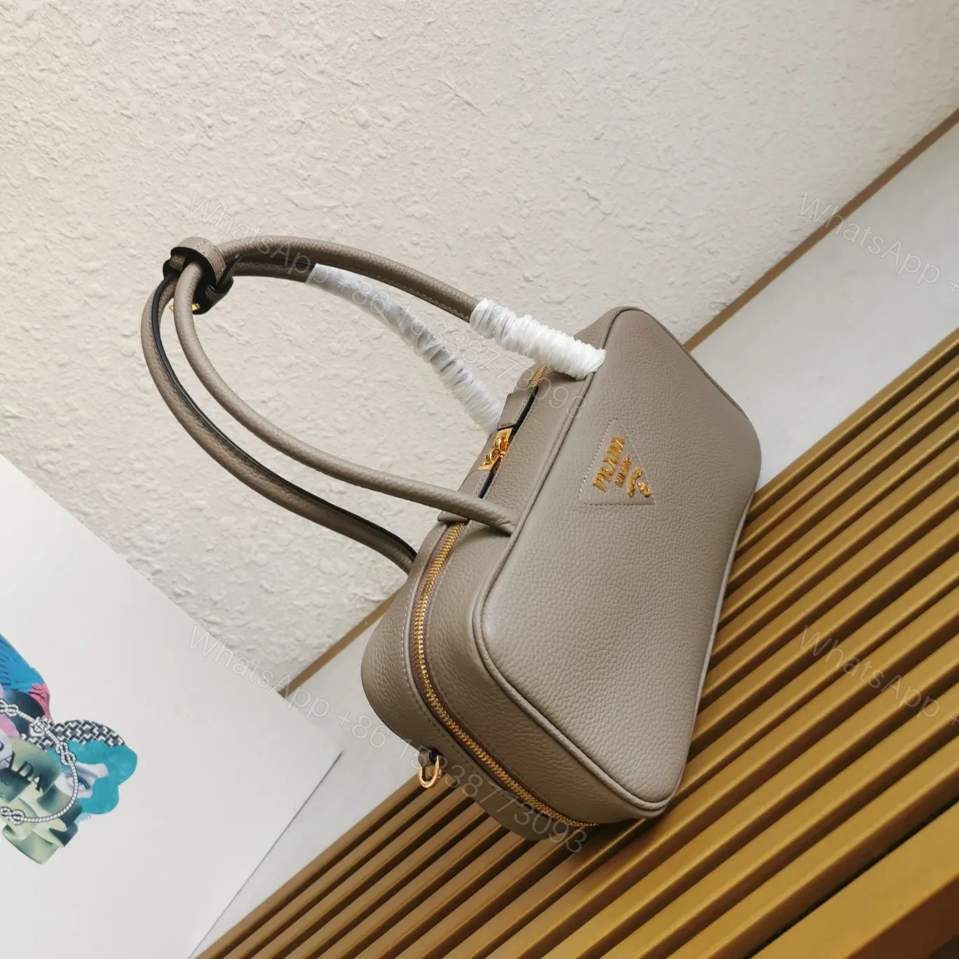 View 6 of Prada Medium Leather Top-Handle Bag