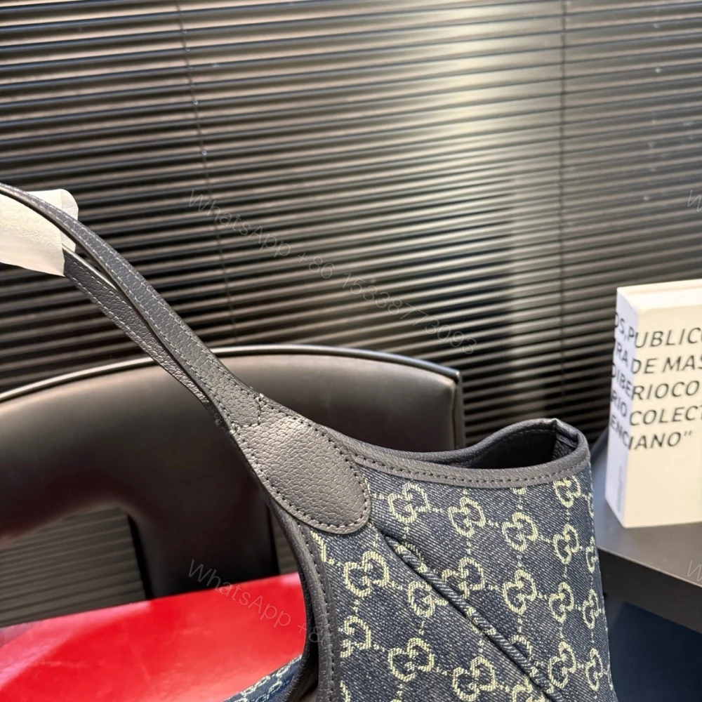 View 7 of Gucci Mercato Medium Tote Bag Denim Navy Blue 36Cm