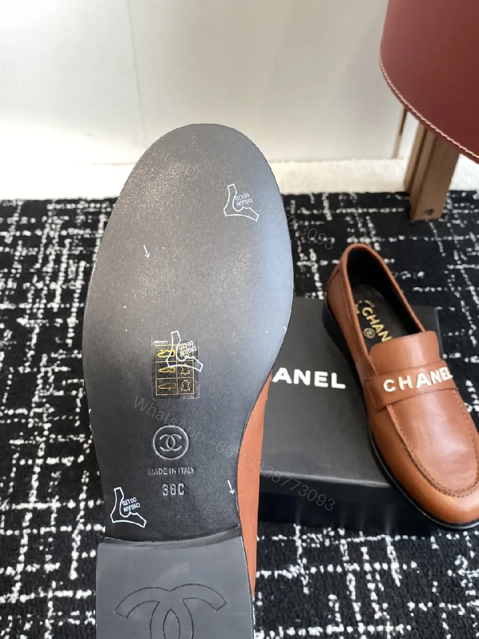 View 2 of Cognac Leather Loafers - Signature Band, Luxe Style, Slip-On