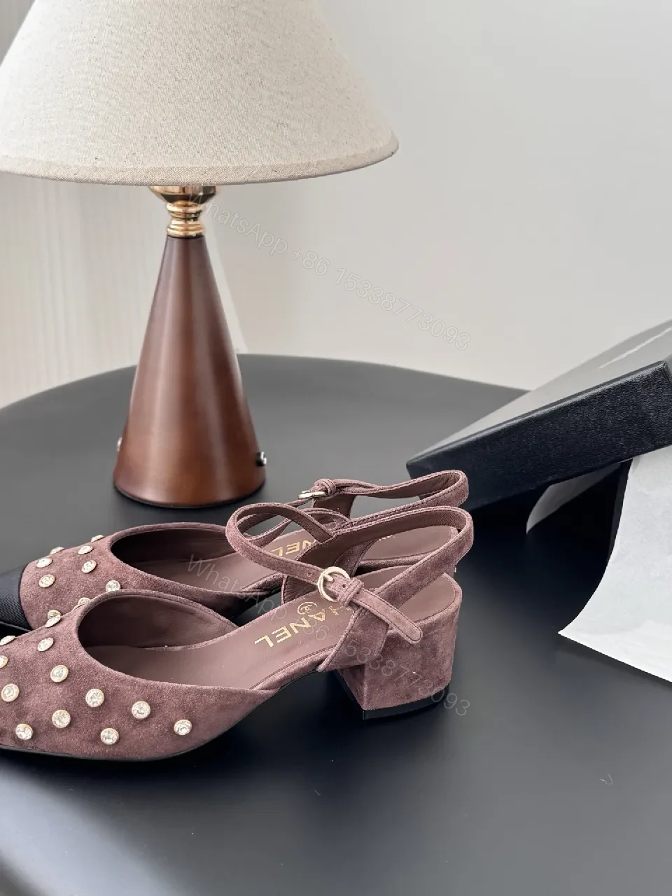 View 9 of Velvet Suede Pearl-Embellished Pointed-Toe Slingbacks