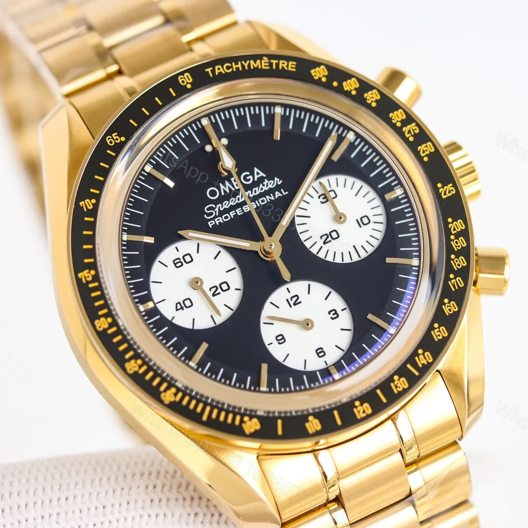 View 4 of Omega Speedmaster Gold Replica 42MM Premium Bracelet Moonwatch Edition OM-SP-GLD-BRC-42