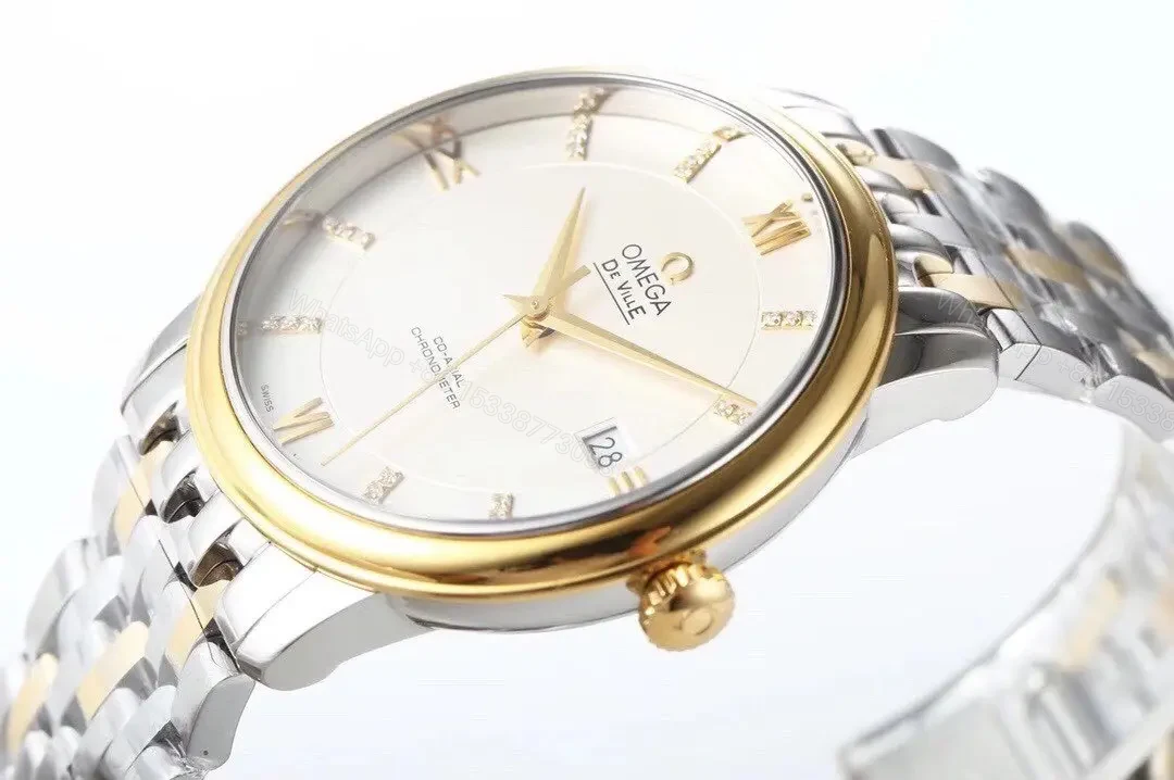 View 5 of Omega De Ville Prestige Watch Silver Dial Two-Tone Stainless Steel and Gold Bracelet 39.5mm Elegant Business Style