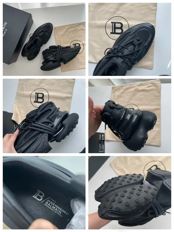 View 9 of Bold Black Balmain High-Top Sneakers: Sculpted Comfort