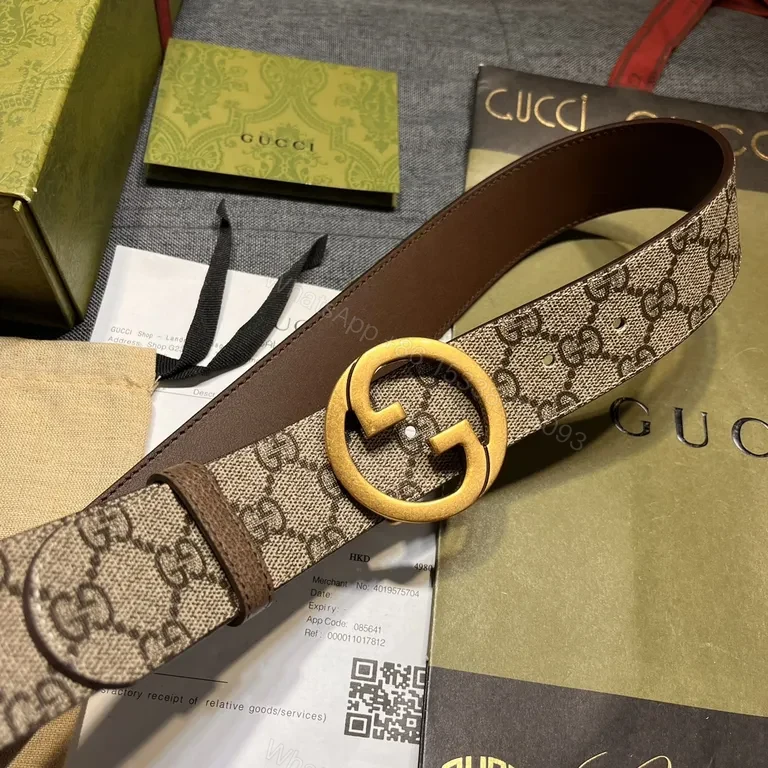 View 8 of Iconic GG Belt: Gold Buckle, Canvas, Luxury Style, Signature Detail, Belt
