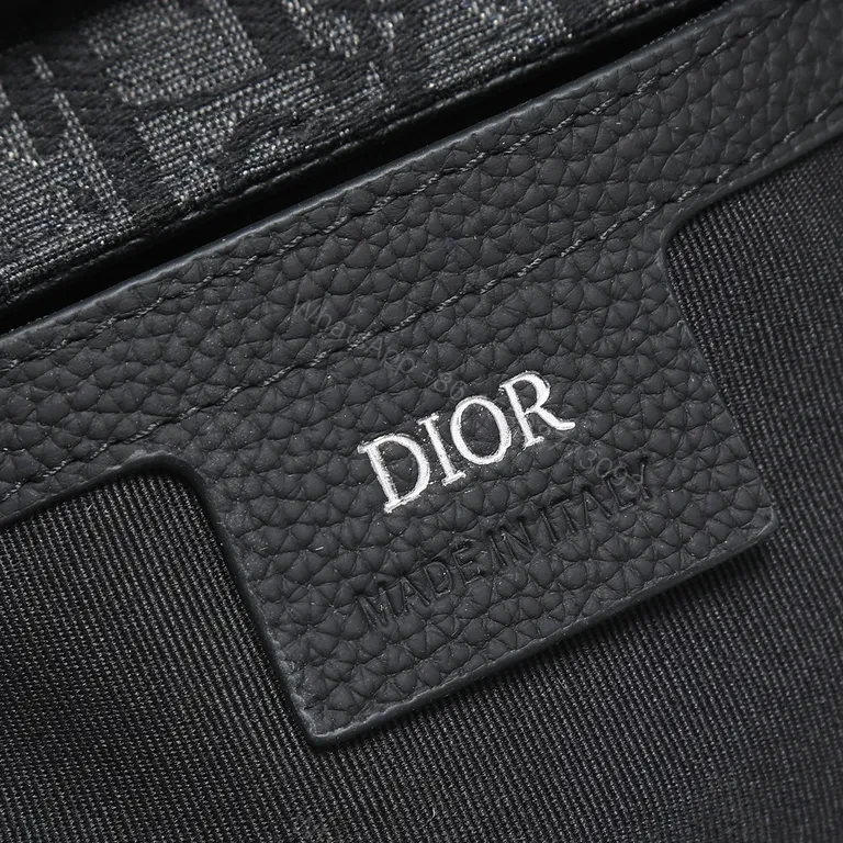 View 2 of Charcoal Leather-Accent Dior-Style Crossbody Bag with Buckle Closure