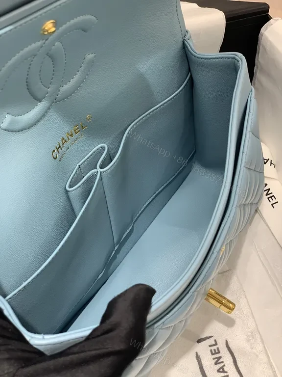 View 5 of Powder Blue Quilted Calfskin Bag: Classic Chic Luxury