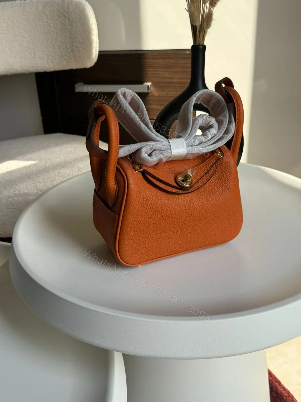 View 3 of Hermes Brand New Mini Lindy Nata Togo Palladium HDW