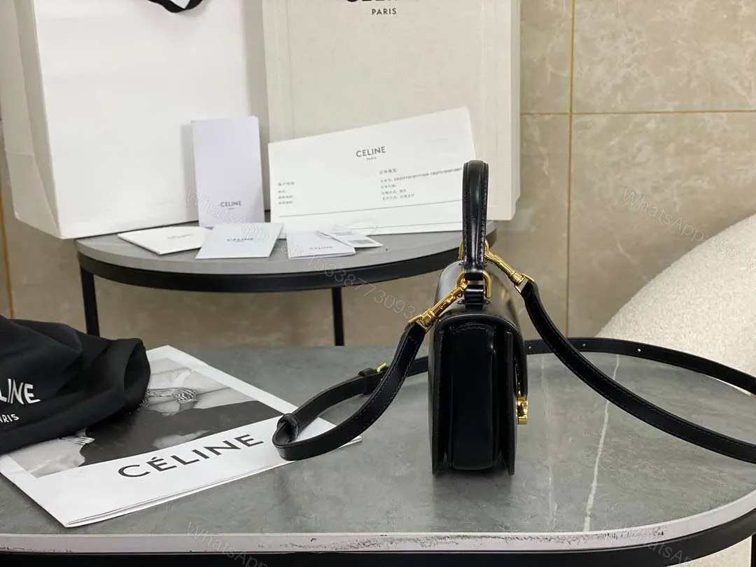 View 4 of Celine Handle Black Wrinkled Leather 15.5×11.5x5cm