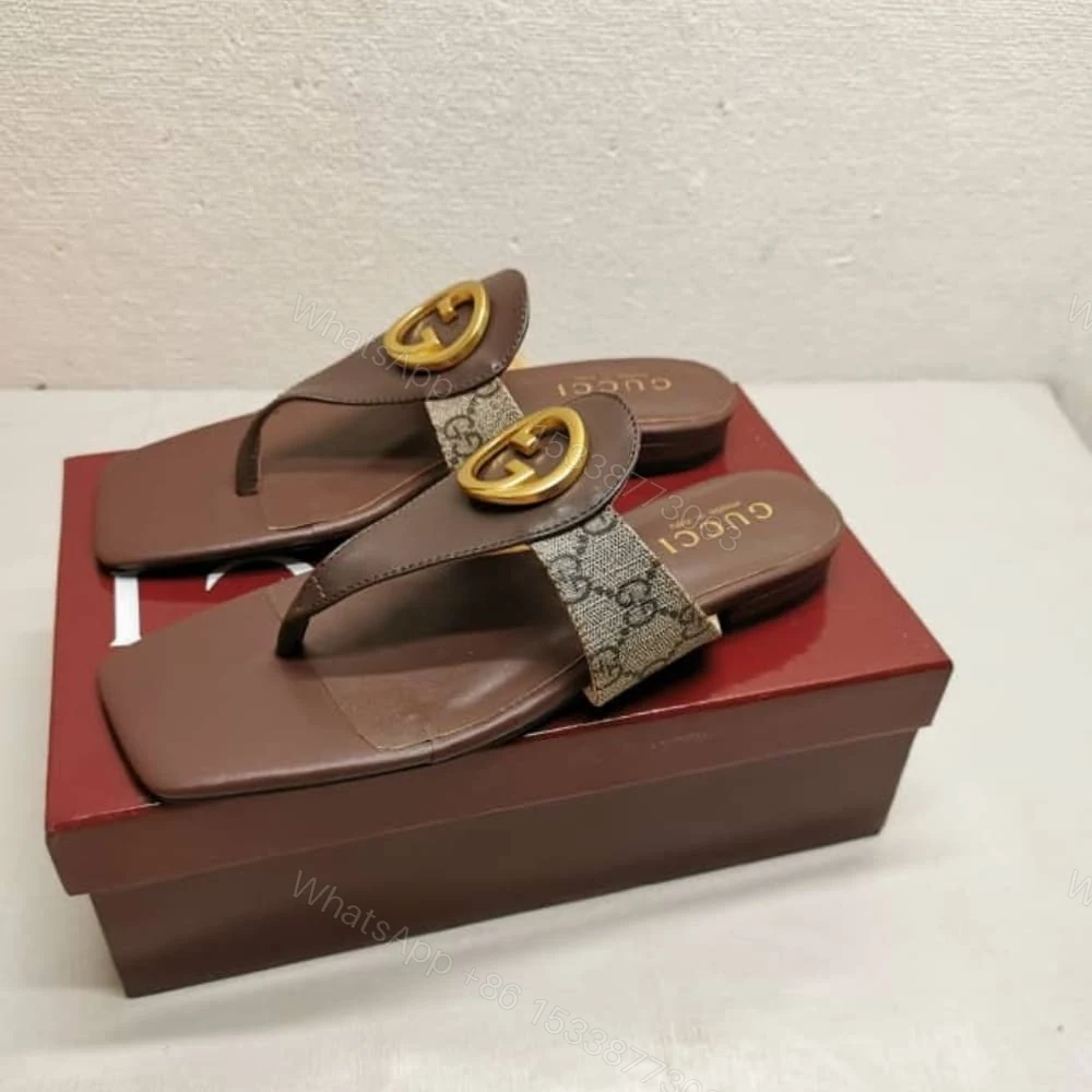 View 4 of Gucci Blondie Thong Sandals Brown