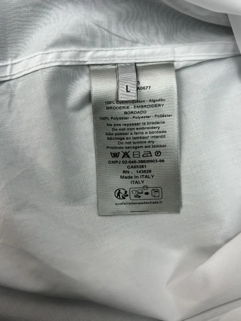 View 8 of White Cotton Shirt with Bonjour Tristesse Logo, Dior Style