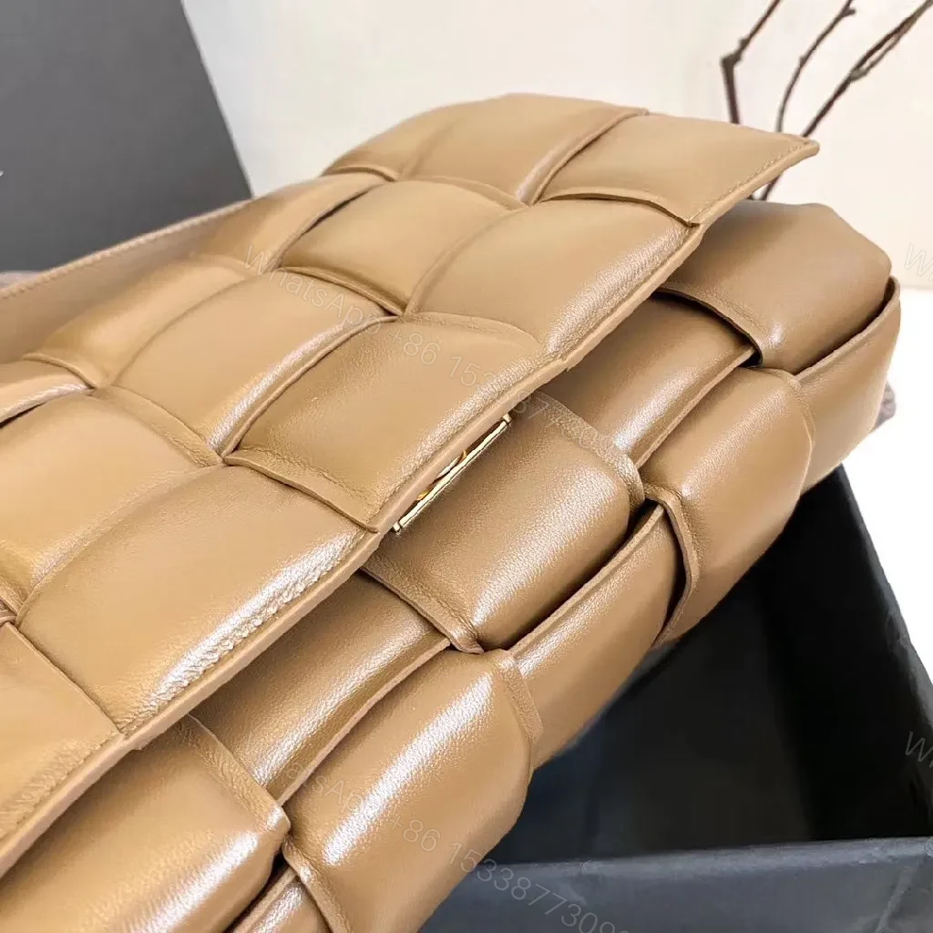 View 8 of Warm Caramel Quilted Leather Crossbody Bag, Modern Minimalist