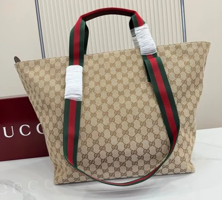 View 5 of Gucci GG Tote Bag in Sand and Dark Brown