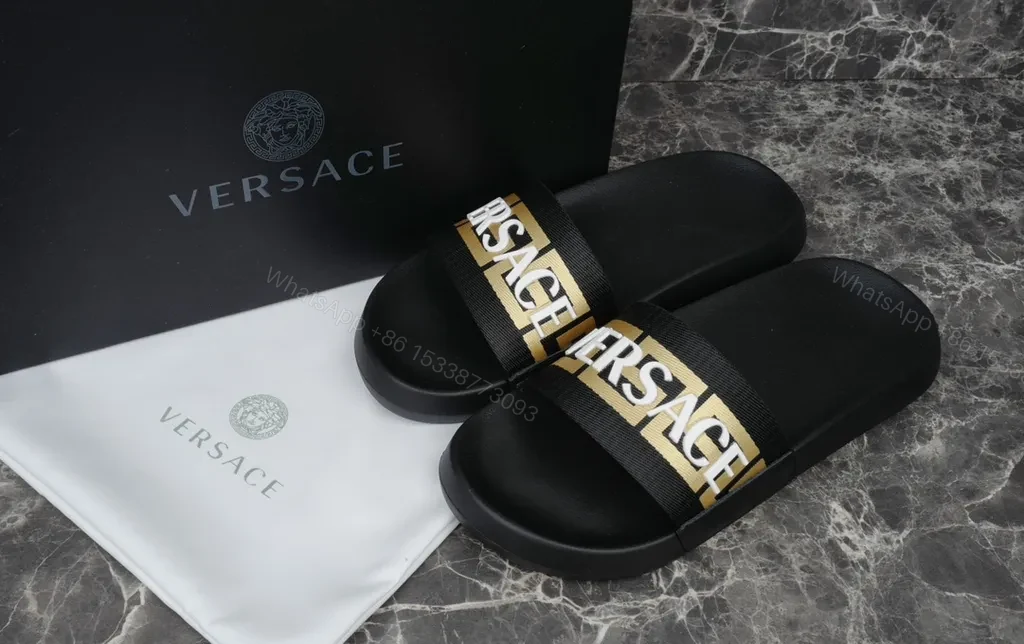 View 8 of Versace Logo Slide: Navy Strap, Ergonomic Comfort, Summer Ready