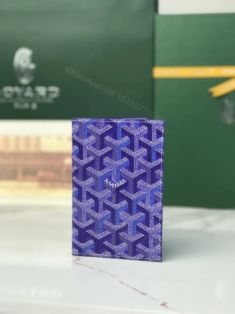 View 4 of Blue Card Geometric Pattern Vertical with GOYARD Branding