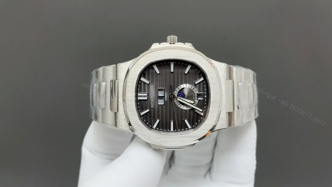 View 2 of Patek Super Clone Nautilus 5726/1A Grey Dial Steel Bracelet Premium 40MM PATEK-NAUT5726-GRY40-V2
