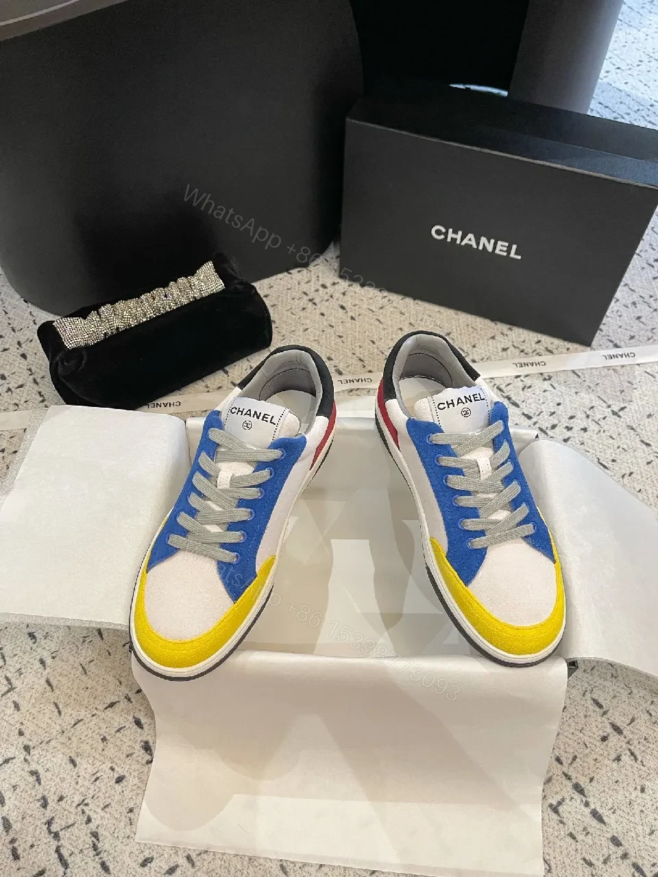 View 3 of Colorblocked Luxury High-Tops with Premium Detailing