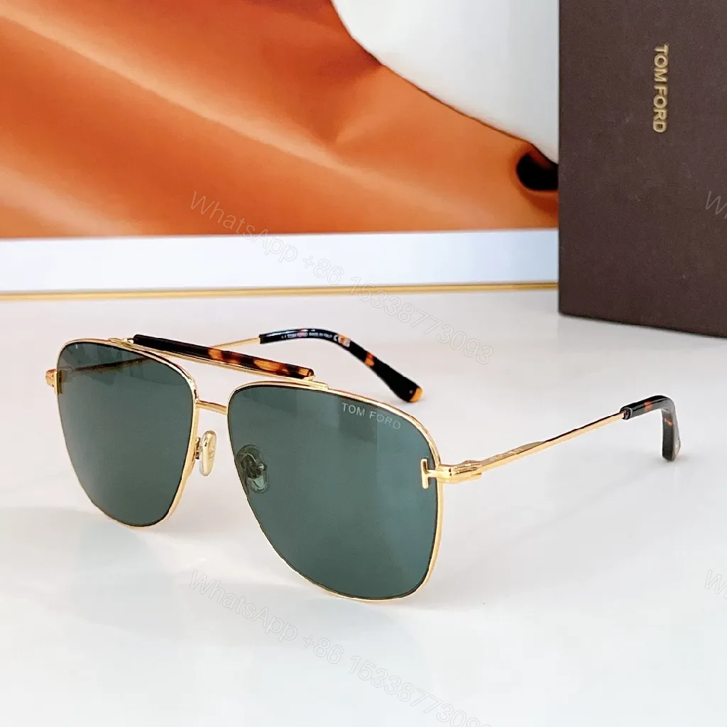View 8 of Gold-Tone Aviator Sunglasses with Brown Gradient Lenses, Modern Detail, Slim Frames