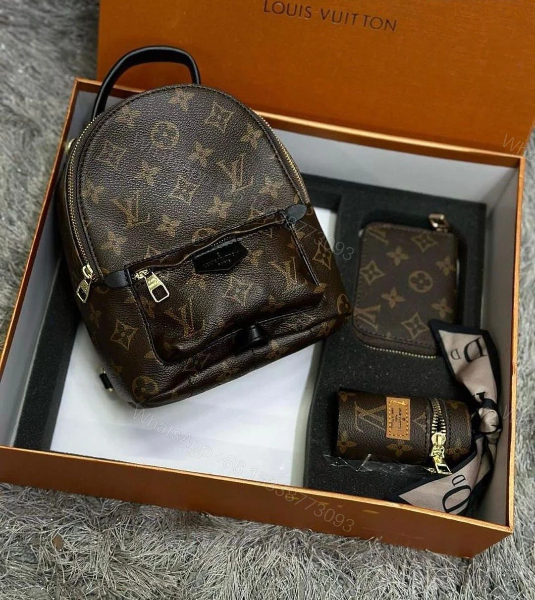 View 7 of FIRST COPY LOUIS VUITTON BROWN PREMIUM GIFT SET BAGPACK