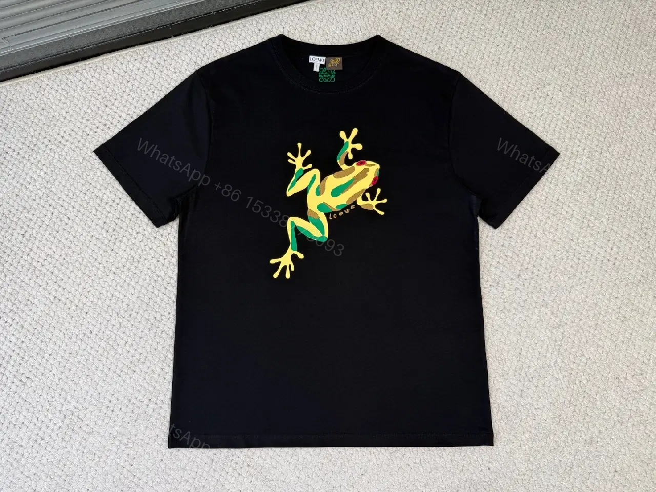 View 3 of Black Cotton Crew Tee, Gecko Graphic, LOEWE-Tail Text
